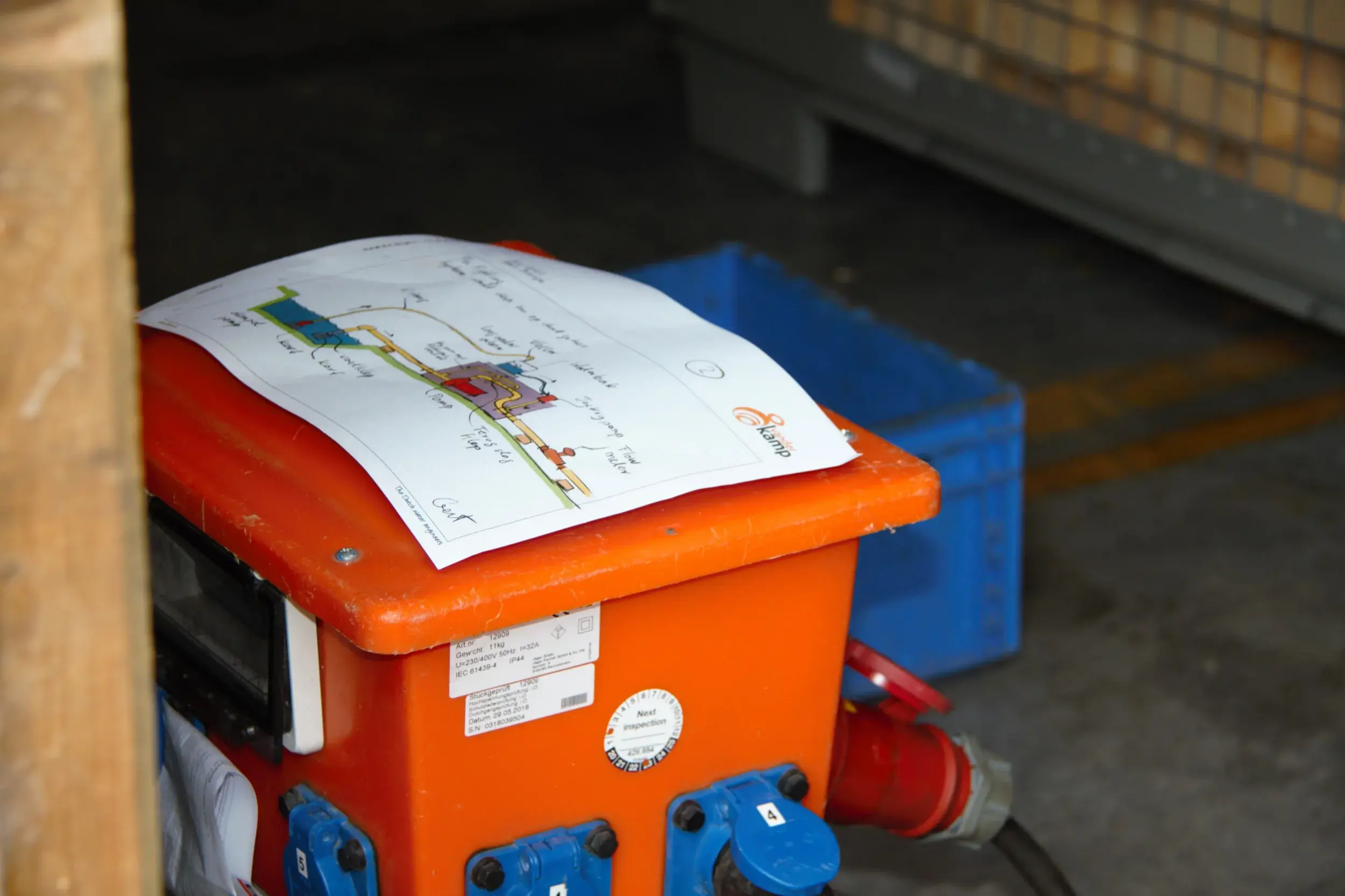 Schets van een bluswater installatie 