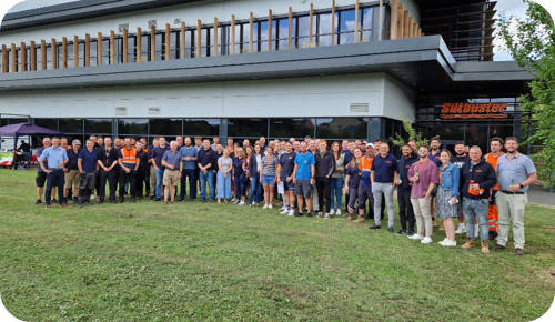 Siltbuster staff outside the head office in Monmouth, Wales