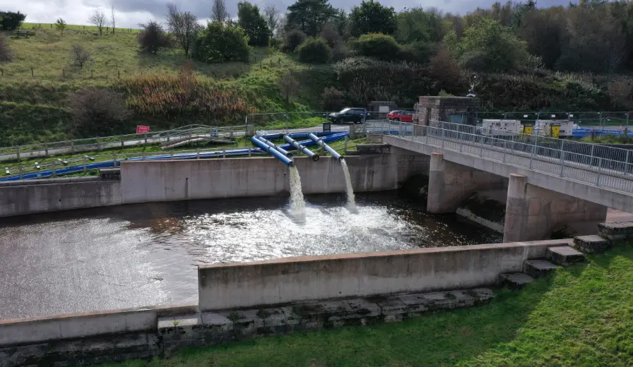 Pumps and equipment on hire at Usk reservoir from Selwood Bridgend