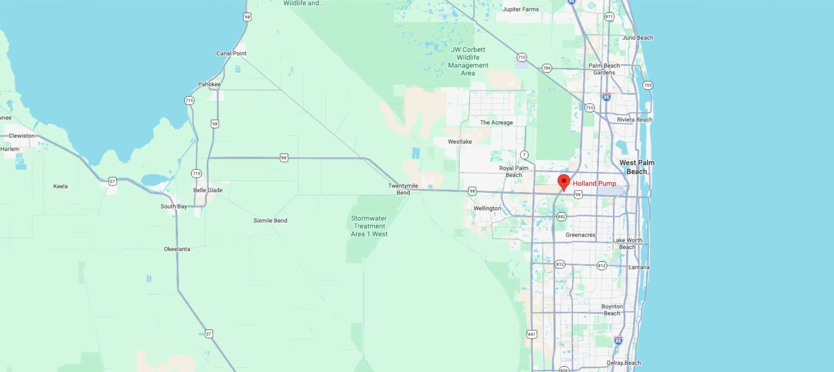 Holland Pump's West Palm / Fort Lauderdale / Miami branch location on a map