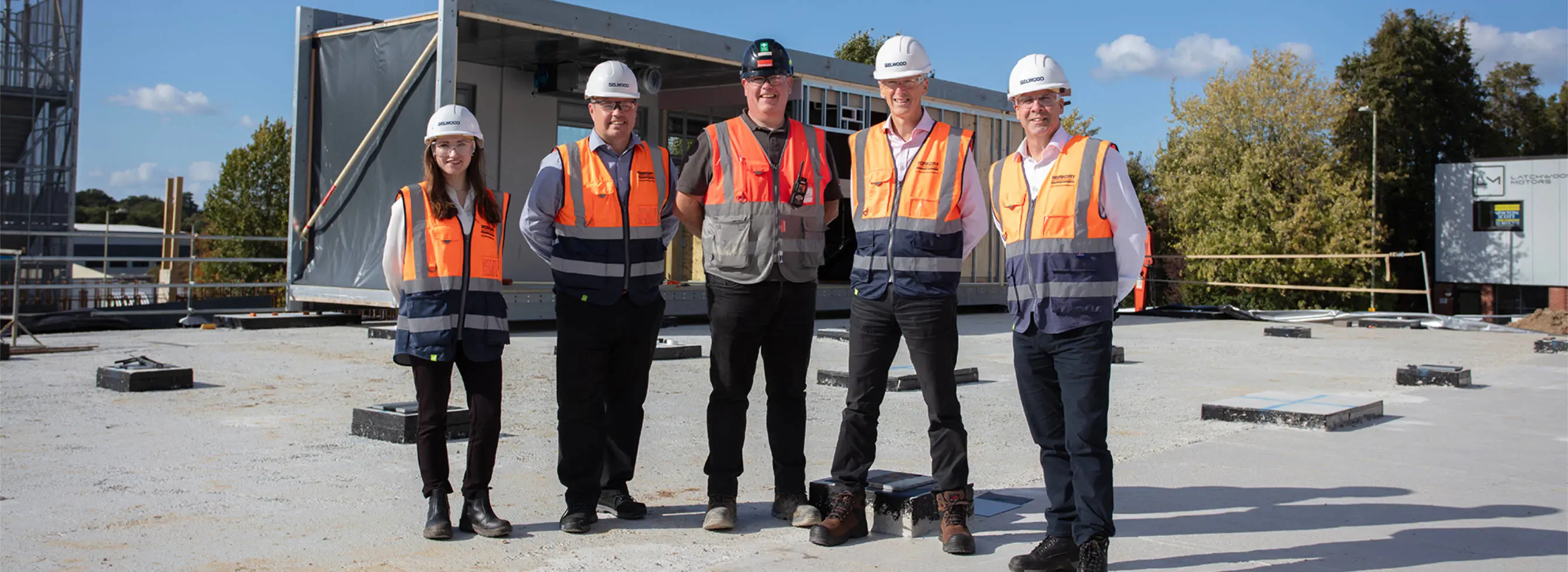 The workdry Group HQ project team on site as build begins in Chandler's Ford alongside Portakabin