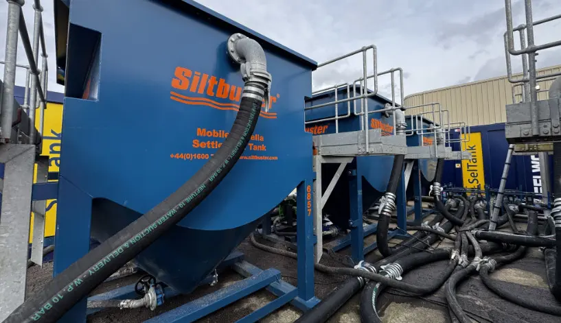A treatment unit from Siltbuster and Selwood's SelTank storage unit integrated on site in Shoreham as part of a mobile and modular solution