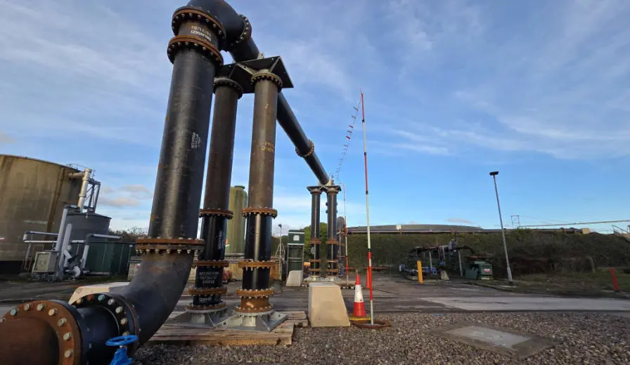 Selwood pipe crossing on hire from the Birmingham depot at a wastewater treatment works 