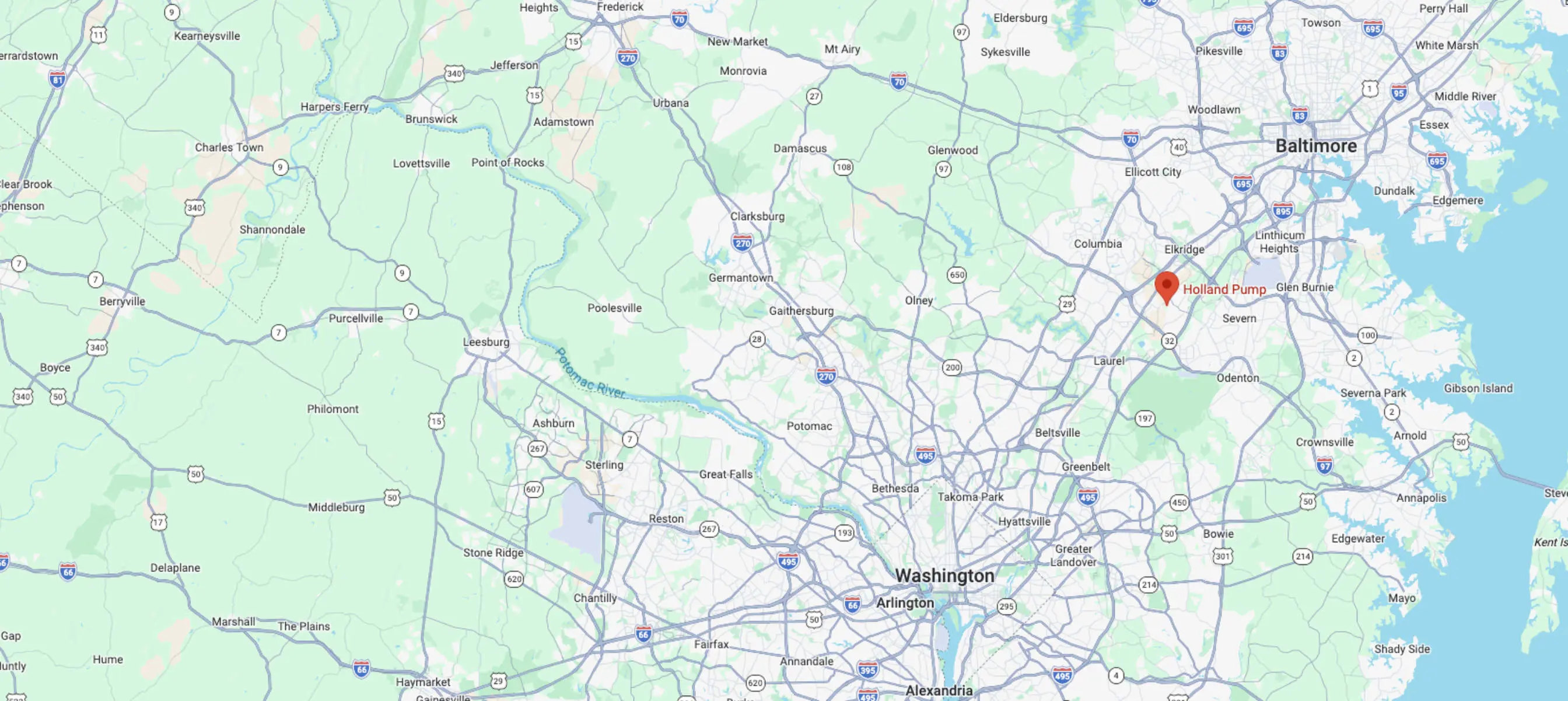 Holland Pump's Jessup, Maryland branch on a map