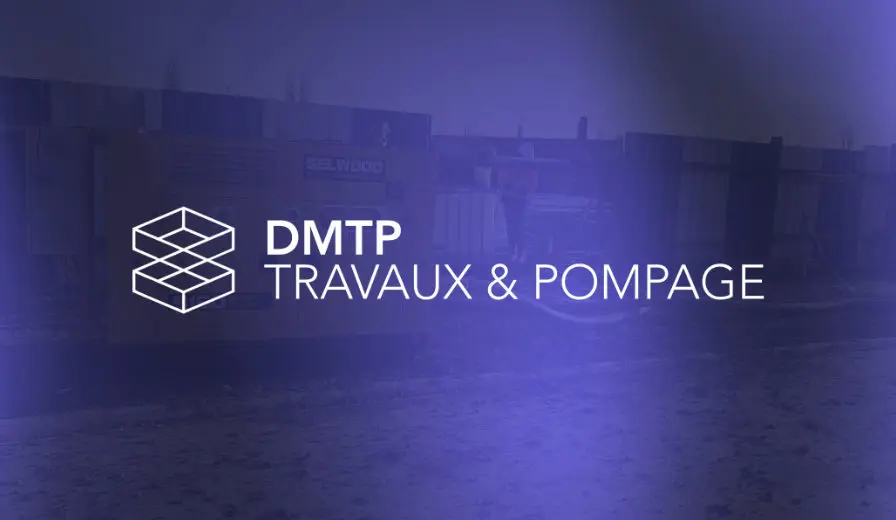 DMTP logo with pump background