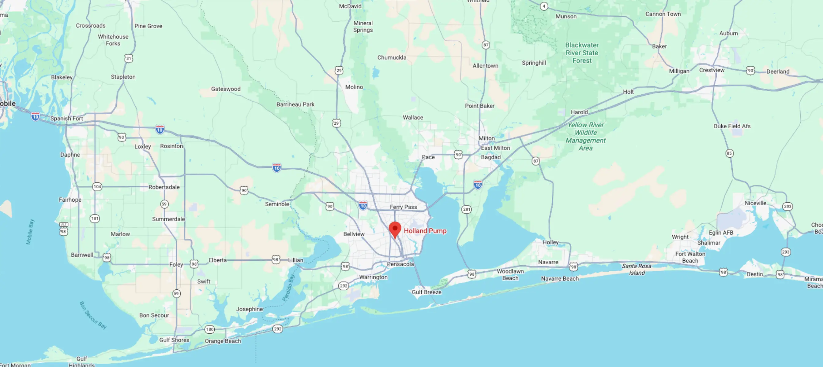 Holland Pump's Penascola branch location on a map