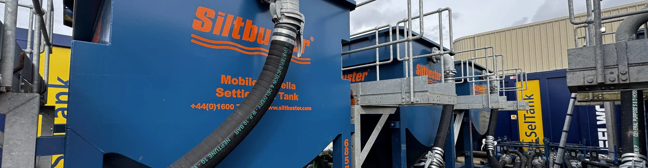 A Selwood SelTank and Siltbuster treatment units alongside each other on site at Shoreham Wastewater treatment works