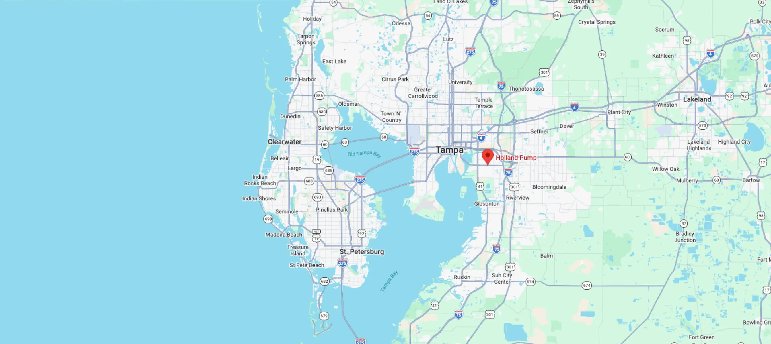 Holland Pump's Tampa branch location on a map