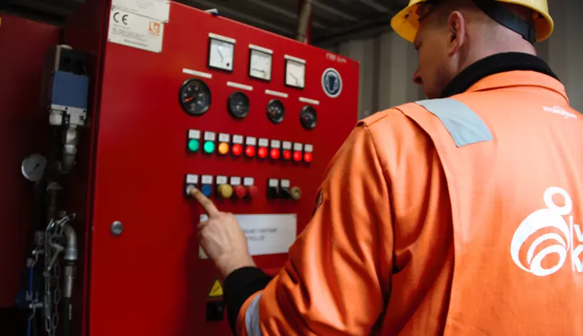 Foto der temporären Feuerlöschanlage Vanderkamp Pompen bei der Inbetriebnahme.