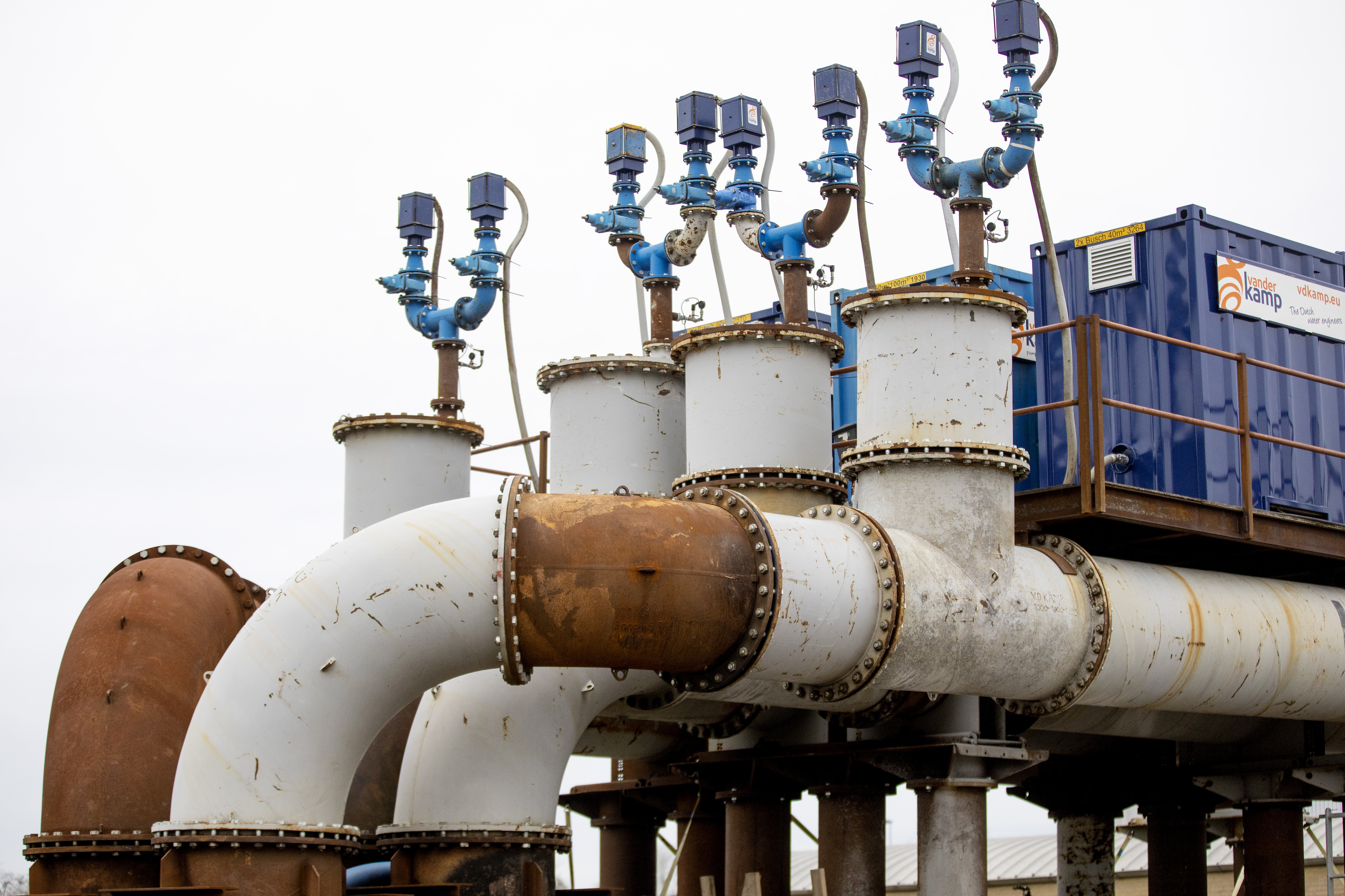 Seitenansicht der Heberanlage mit installierten Pumpen beim Projekt in Kopenhagen.