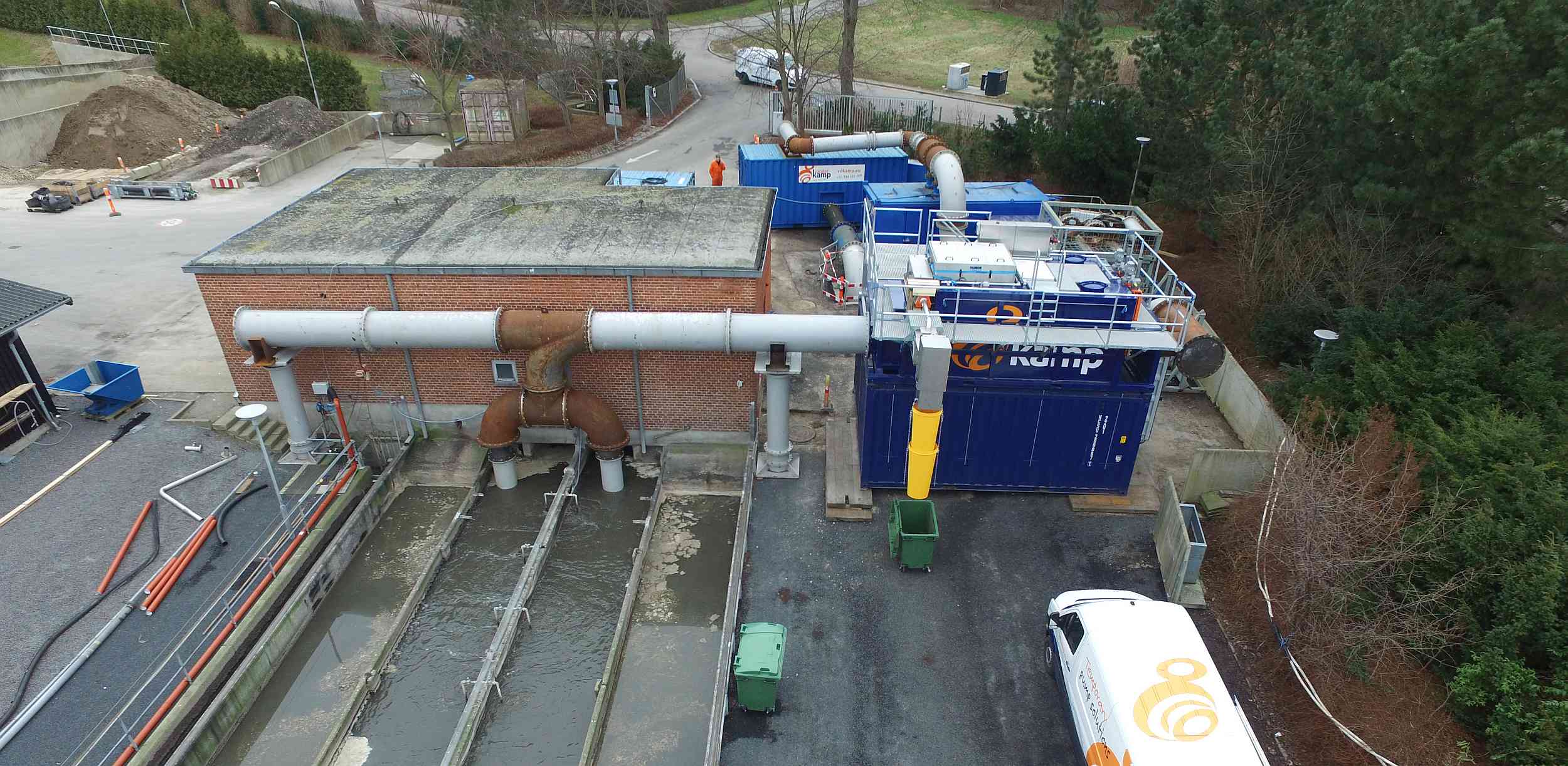 Op de rioolwaterzuivering in het Deense Hørsholm installeerden Vanderkamp hun mobiele roostergoedreiniger