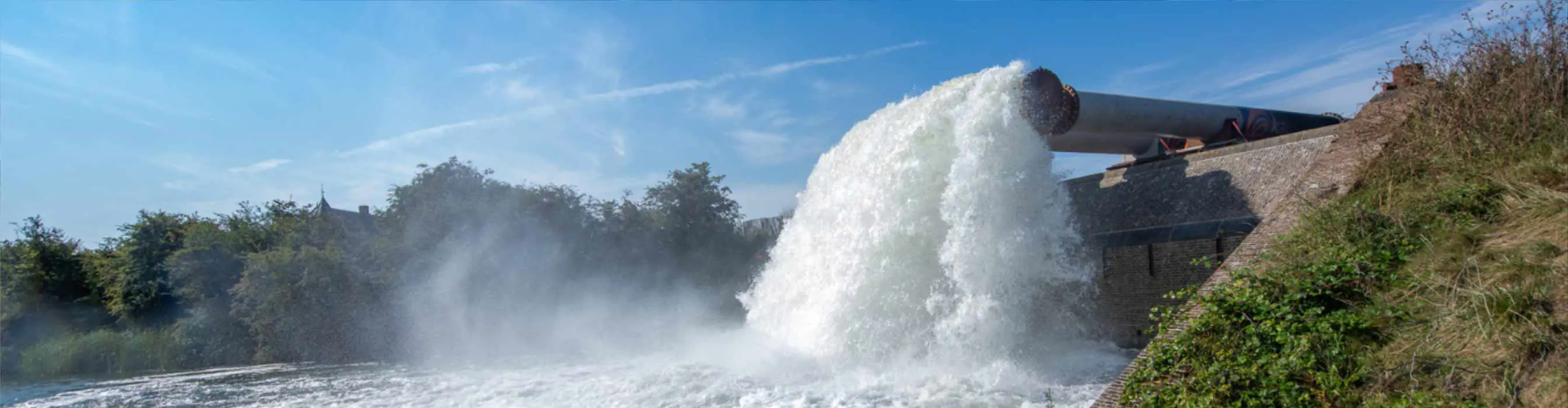 Pipe pumping water at a Vanderkamp project
