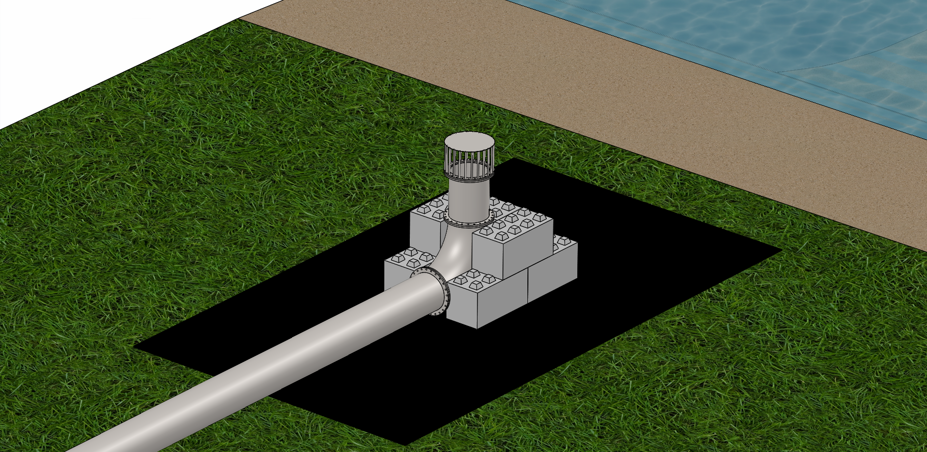 Tekening van de zuigkorf op uitstroom bij de IJssel van de installatie van Vanderkamp.