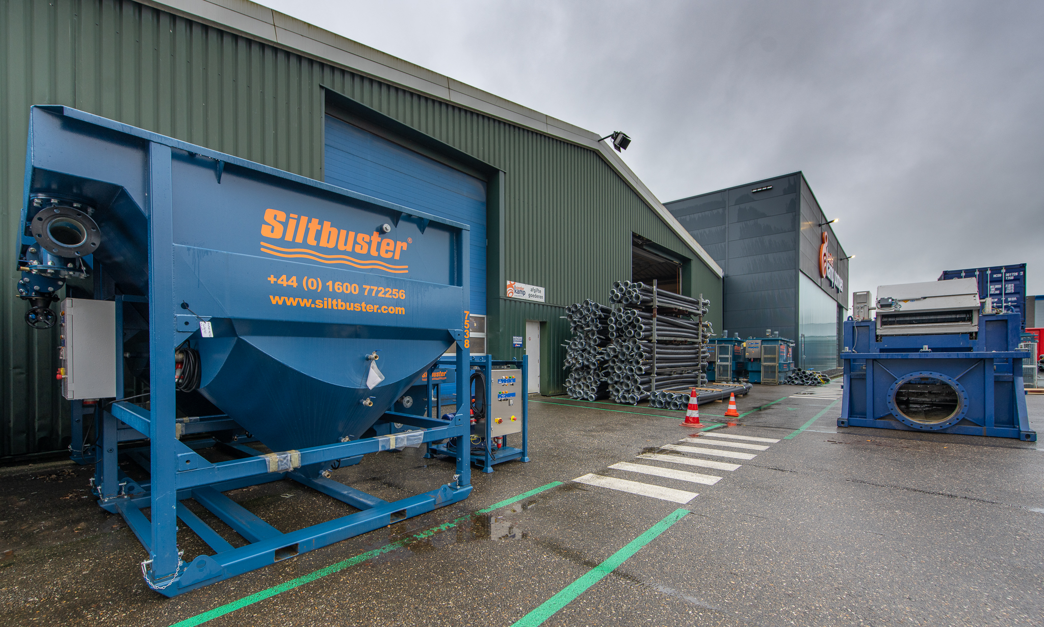 Siltbuster lamelle separator zijaanzicht op werkplaats