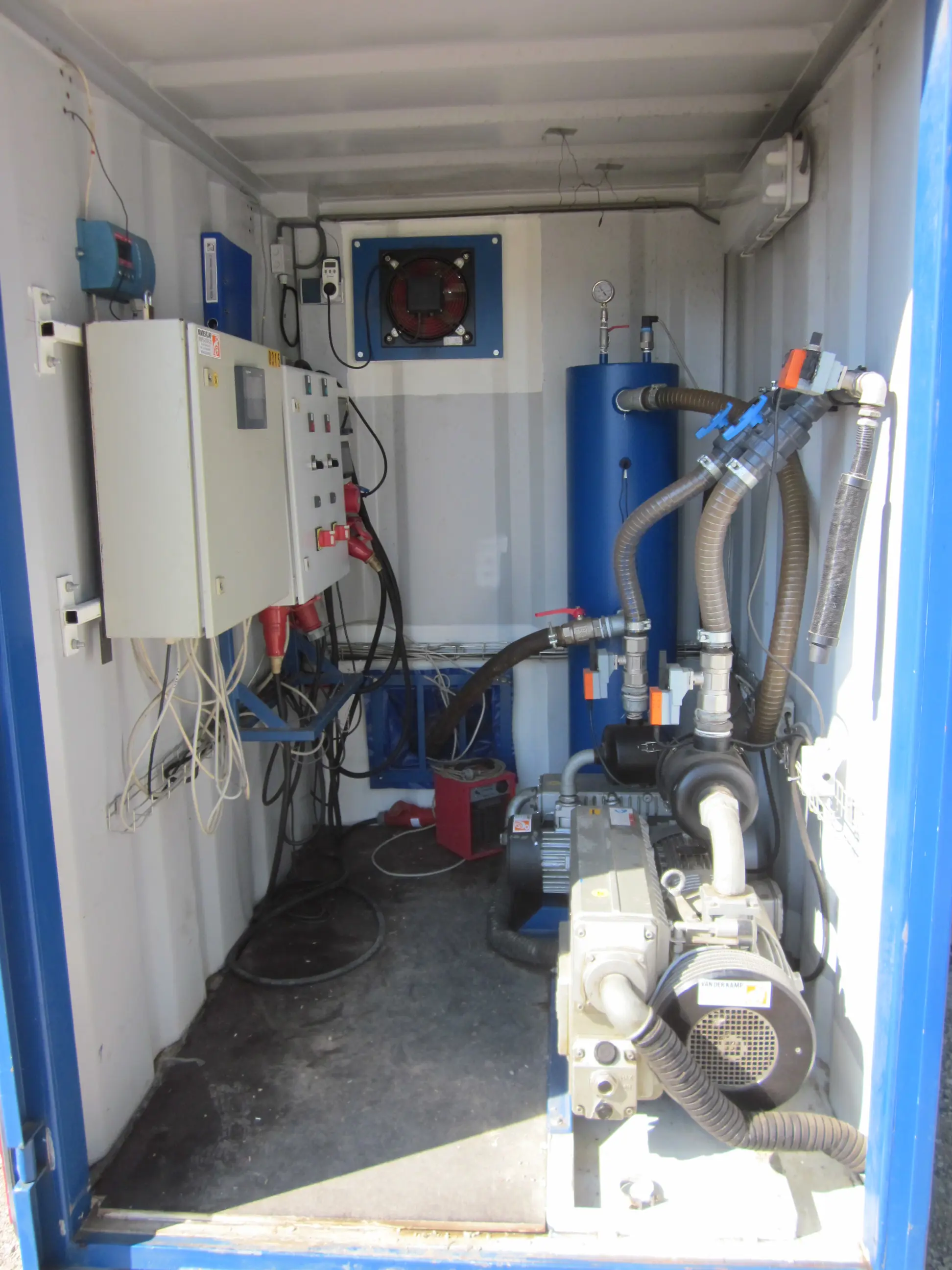 Besturingscontainer van Vanderkamp bij het project in 2013 in Koln.