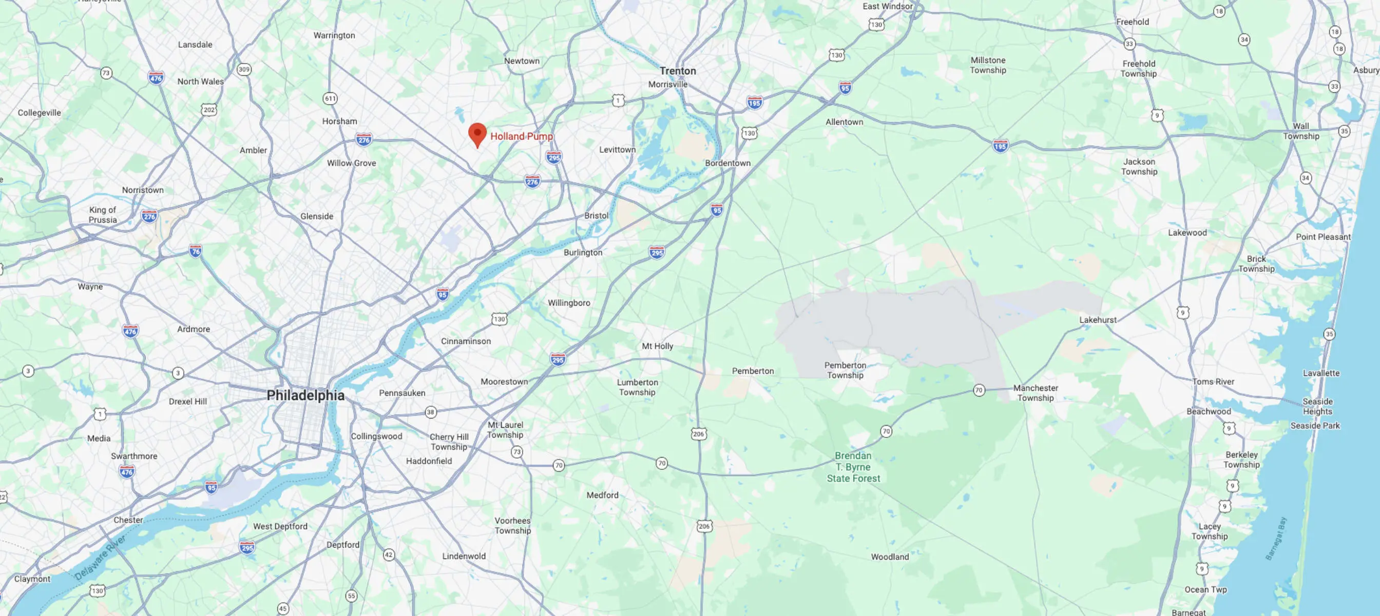 Holland Pump's Philadelphia branch location on a map