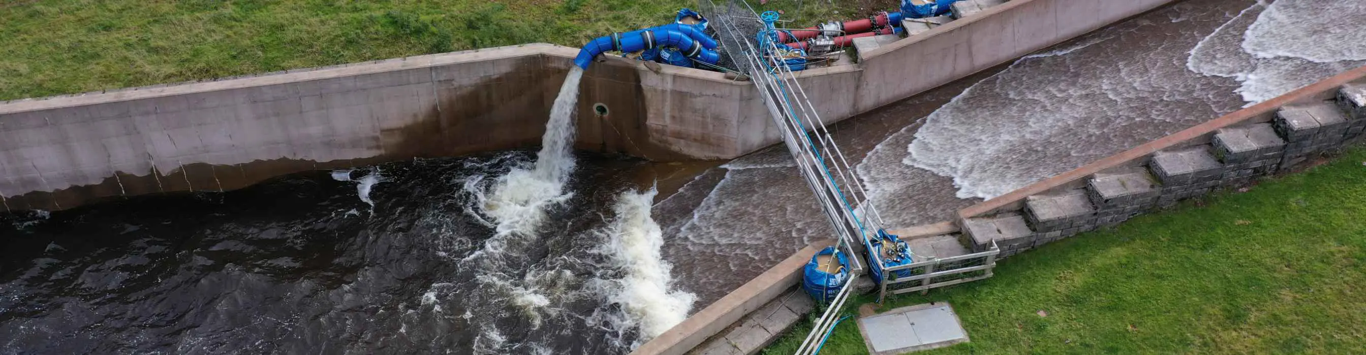 An overhead view of a Selwood solution at Usk reservoir