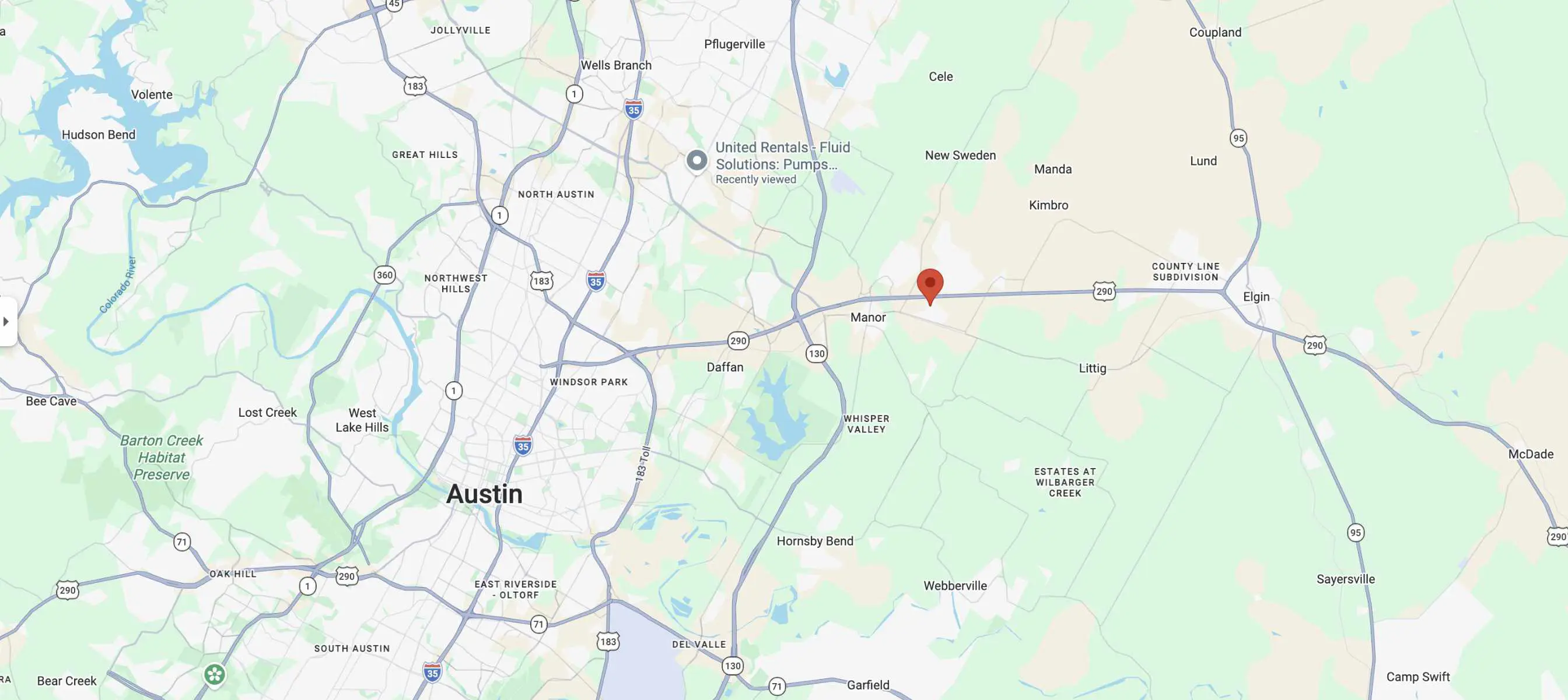 Holland Pump Austin Branch location on a Google Map