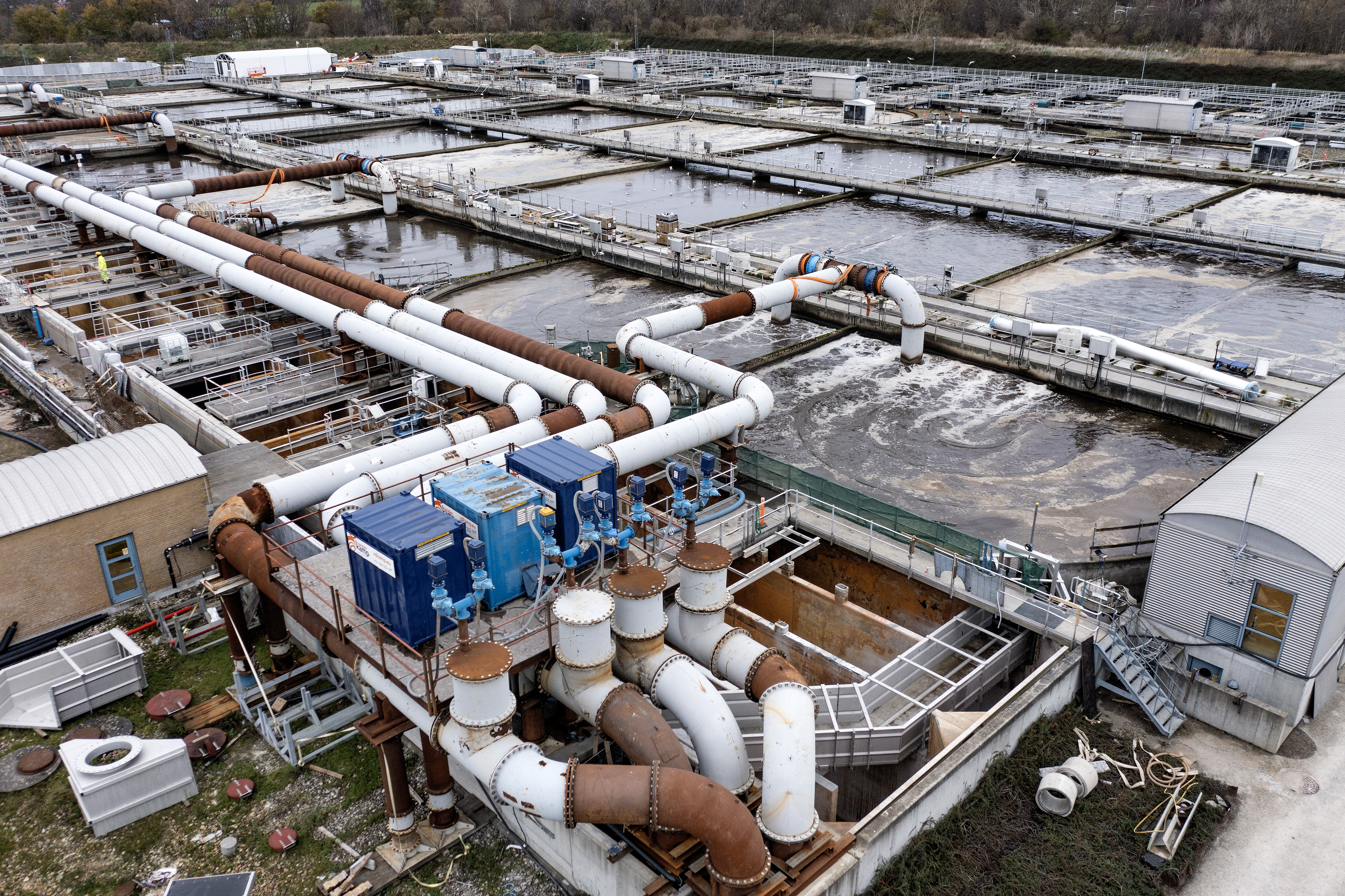 Overzichtsfoto van hevel project van Vanderkamp in Kopenhagen op de rioolwaterzuivering. 