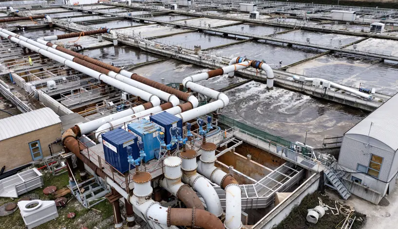 Overzichtsfoto van hevel project van Vanderkamp in Kopenhagen op de rioolwaterzuivering. 