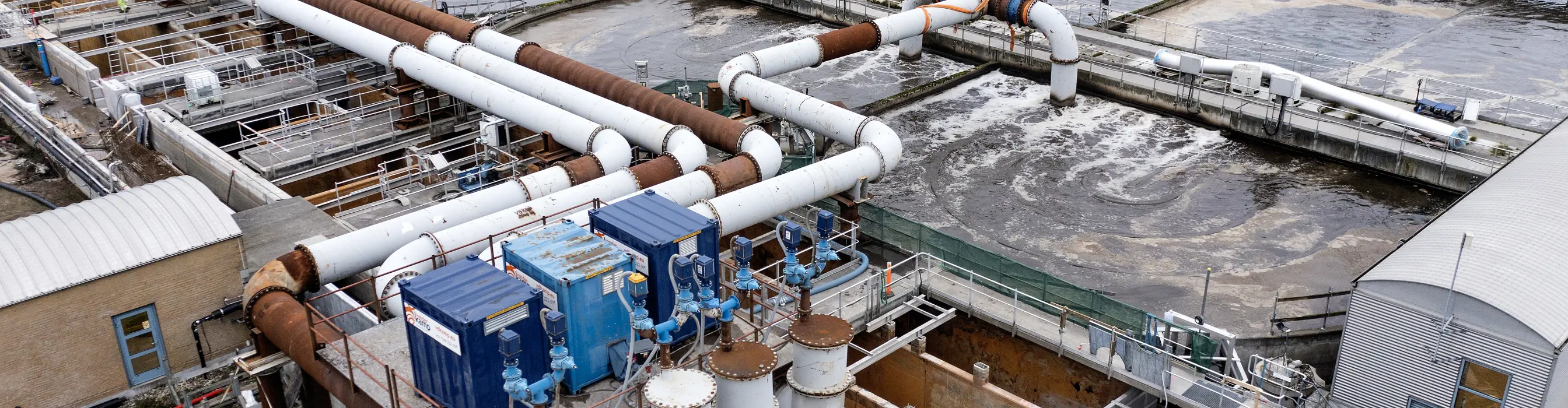 Overzichtsfoto van hevel project van Vanderkamp in Kopenhagen op de rioolwaterzuivering. 