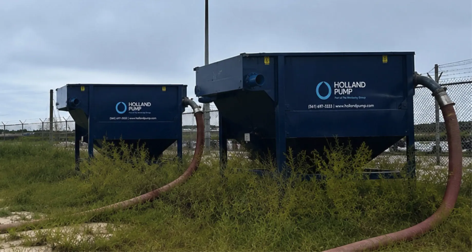 Two lamella clarifiers providing a treatment solution on site in Florida rented from Holland Pump