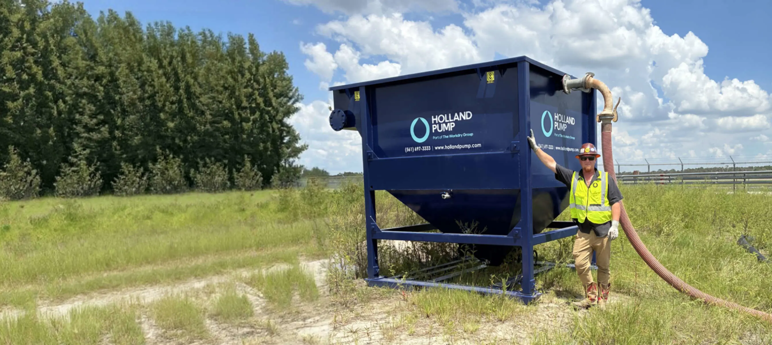 Holland Pump LC220 Lamella Clarifier treatment unit on site removing sludge and silt to ensure site compliance in Florida