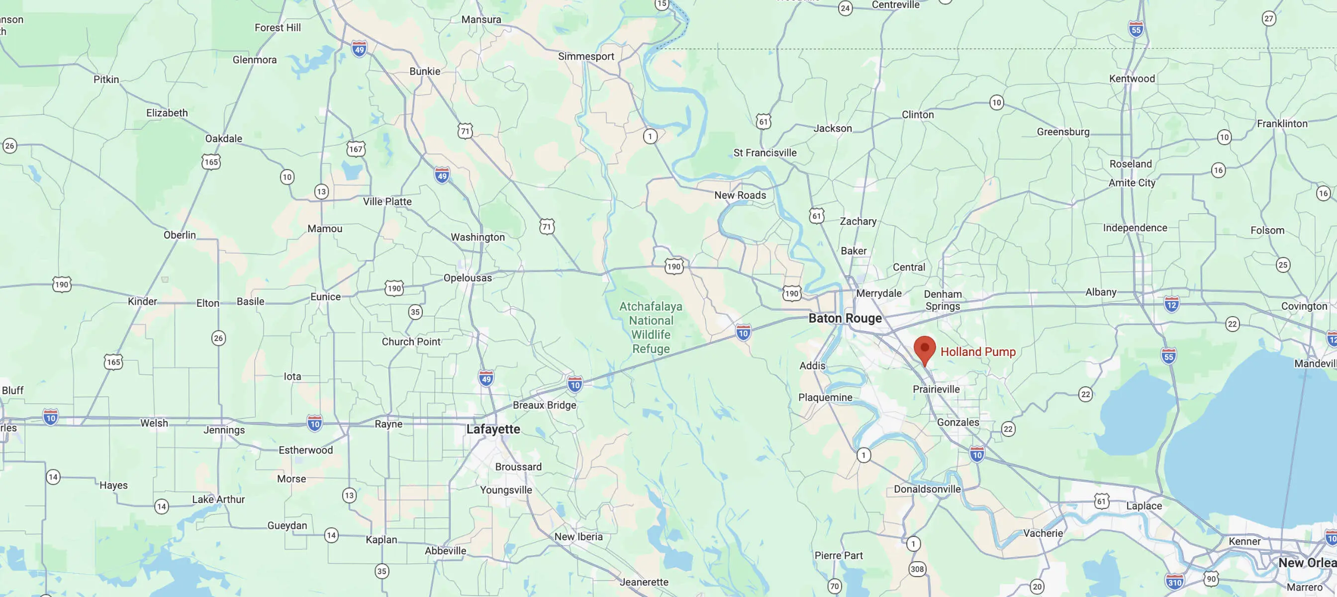 Holland Pump's Baton Rouge branch on a map
